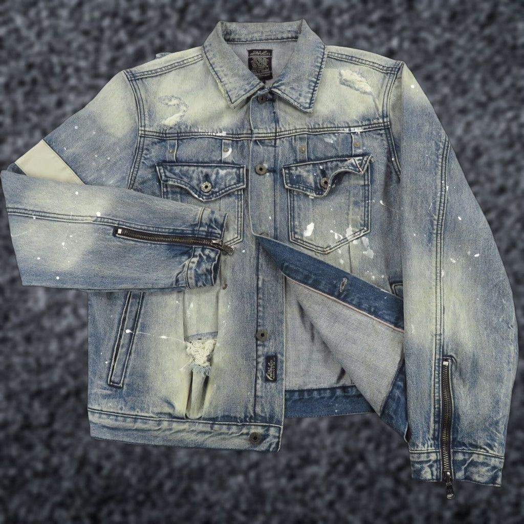 Cult Of Individuality Cult of Individuality Mens XXL Jeans Jacket Selvedge Denim Biker Distressed Punk Vintage USA Size US 39 - 1 Thumbnail