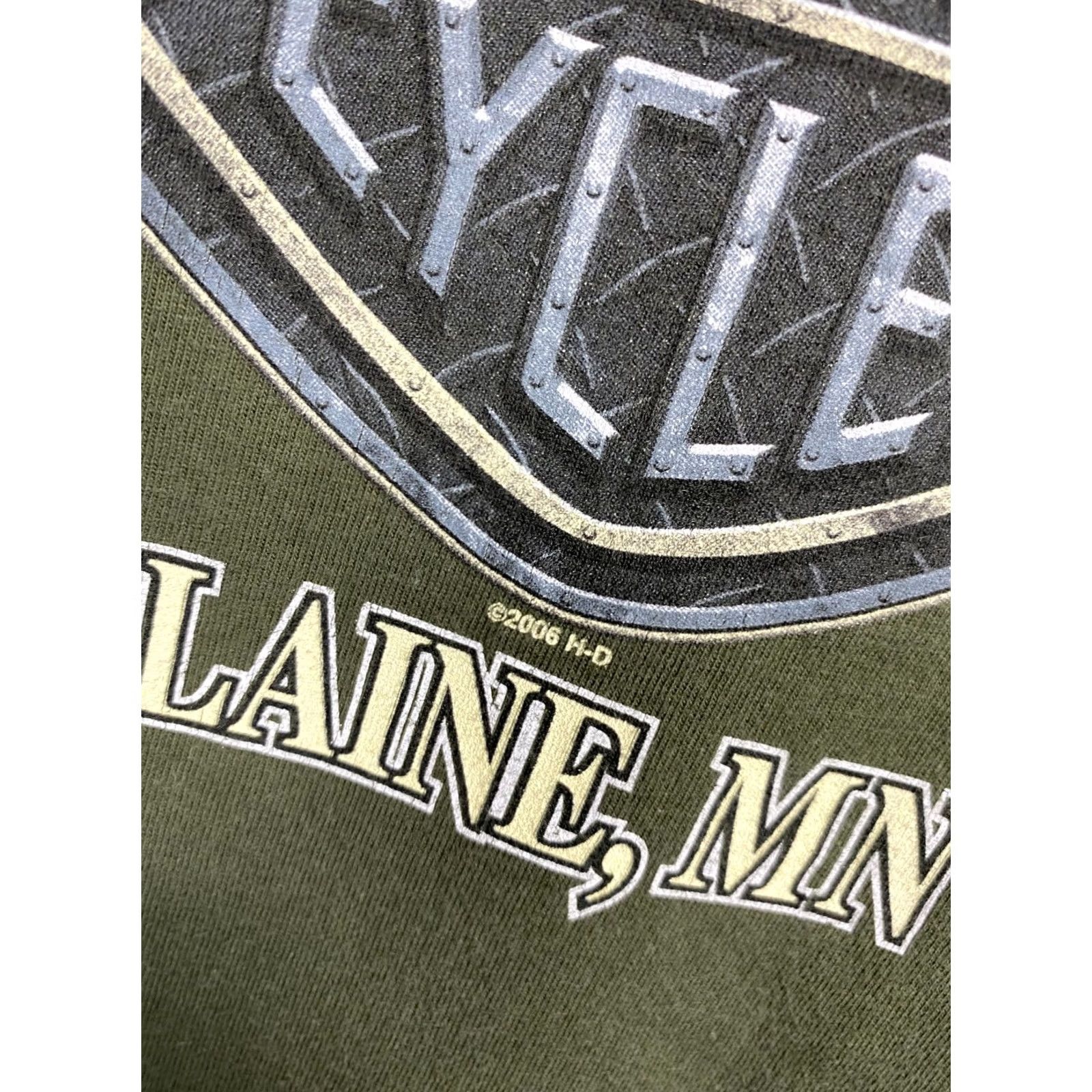 Harley Davidson Harley-Davidson T-Shirt Long Sleeve Mens L Vintage Olive 2006 Graphic Print Crew Neck Ombre? Size US L / EU 52-54 / 3 - 4 Thumbnail