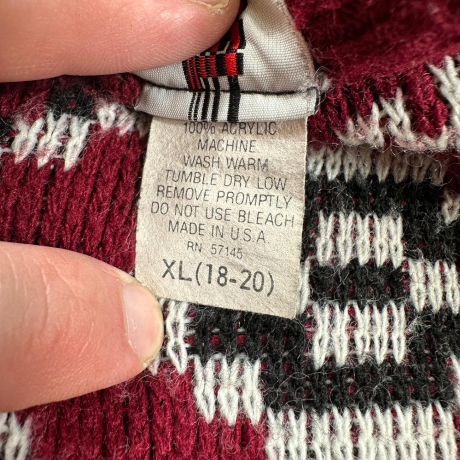 Neil Barrett Vintage Barrel Knit Sweater Made in USA Youth XL Burgundy Size US XL / EU 56 / 4 - 5 Thumbnail