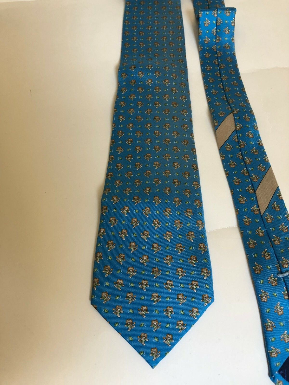 Salvatore Ferragamo Salvatore Ferragamo Sky Blue Teddy Bear Silk Tie Italy Size ONE SIZE - 1 Thumbnail