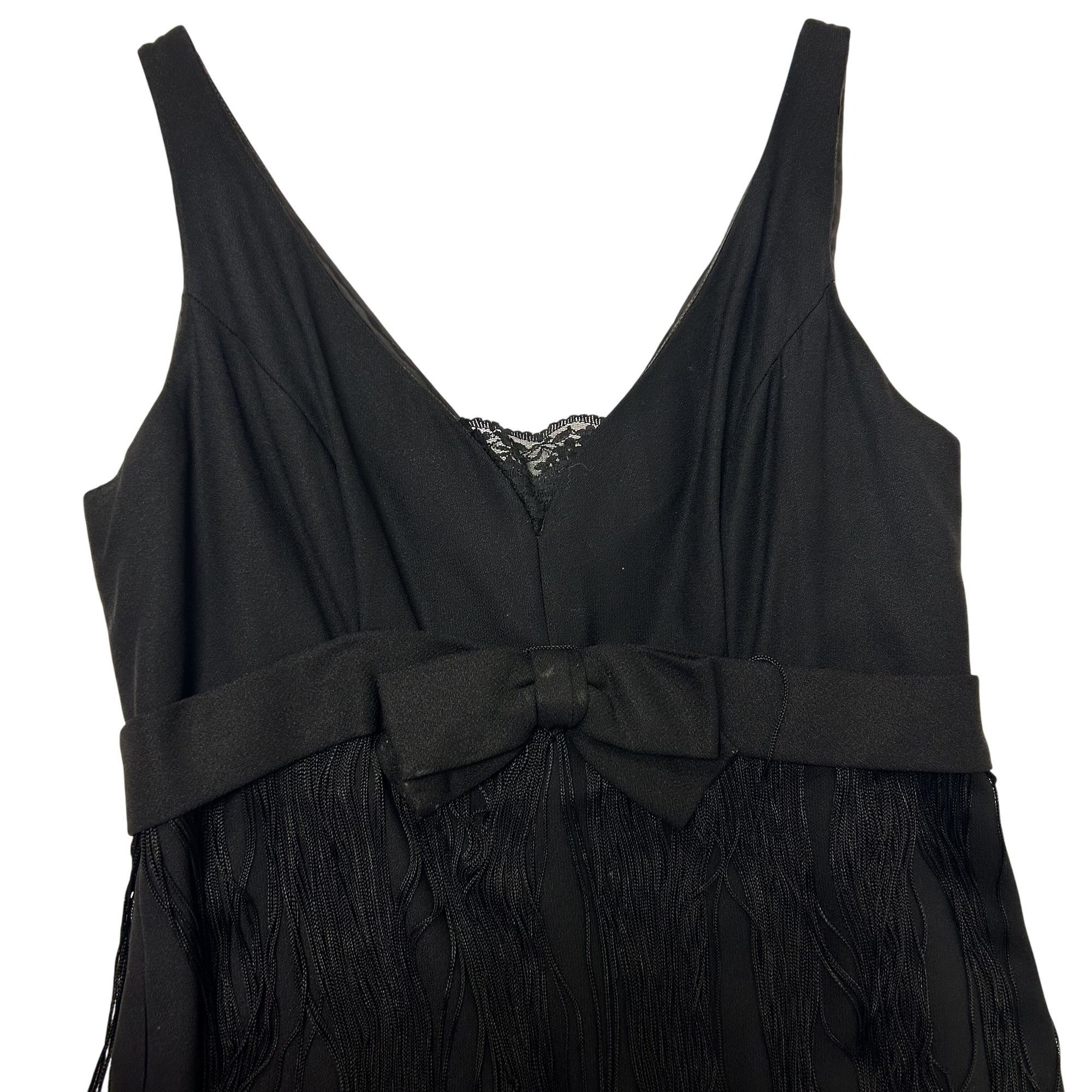 Vintage 1920's Black 3 Tier TASSEL Evening Cocktail FLAPPER Dress S Size S / US 4 / IT 40 - 7 Thumbnail
