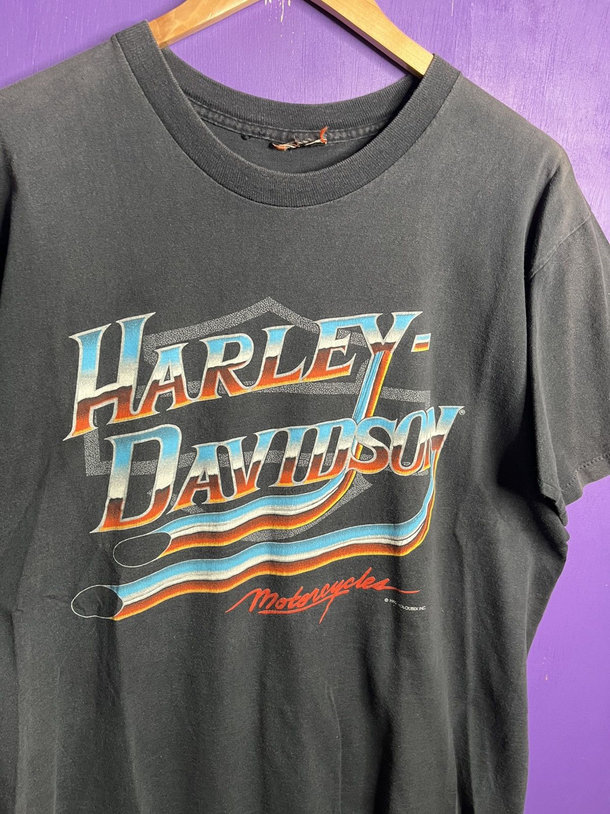 Harley Davidson × Vintage Vintage 1992 Harley Davidson tailpipe logo t-shirt Size US L / EU 52-54 / 3 - 3 Thumbnail