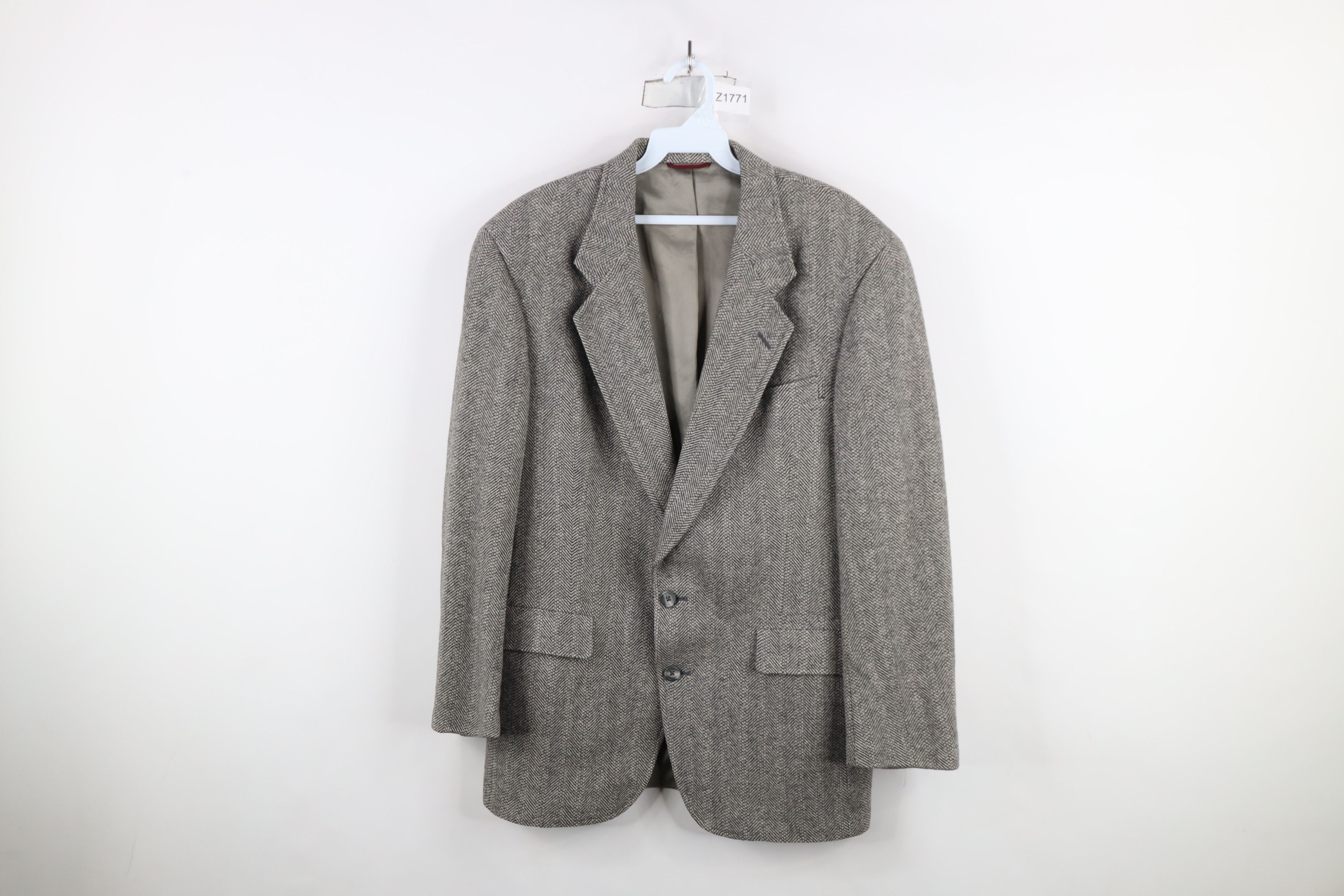 Vintage Vintage 90s Streetwear Wool Tweed Herringbone Blazer Jacket Size US L / EU 52-54 / 3 - 1 Thumbnail