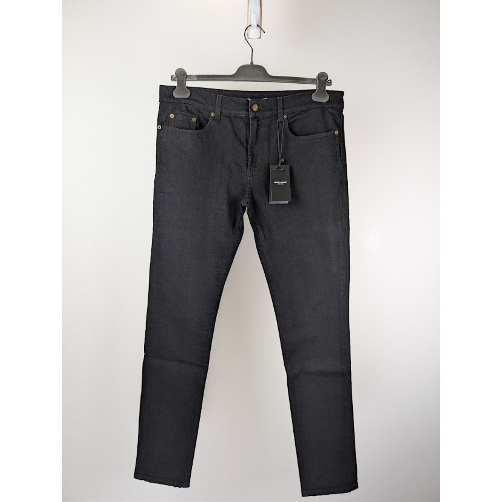 Saint Laurent Paris o1rshd1 Skinny 5 Pockets Low Jean Pants in Black Size US 29 - 9 Thumbnail