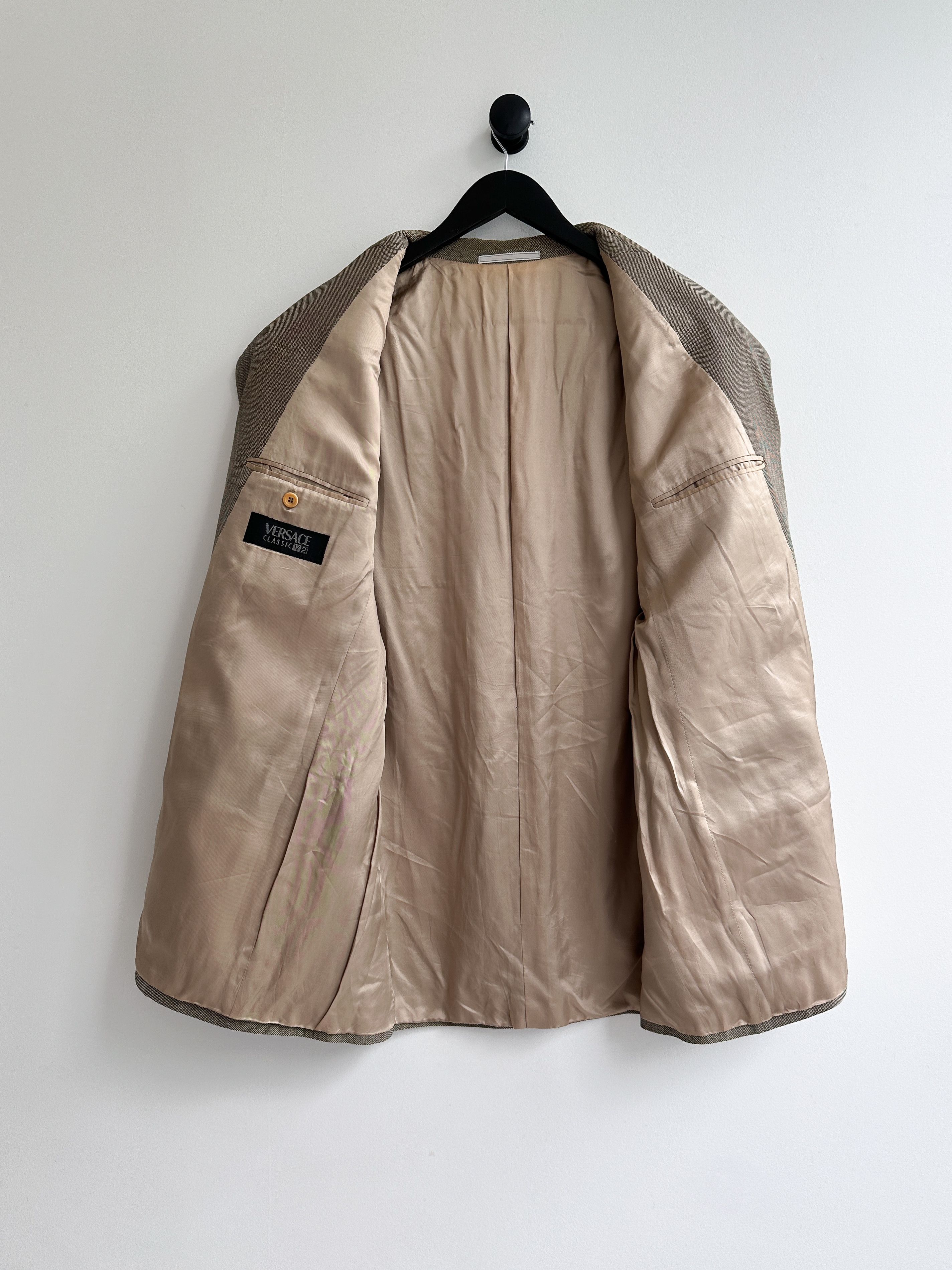 Vintage Vintage Versace V2 Classic Beige Blazer Size 54R - 3 Thumbnail