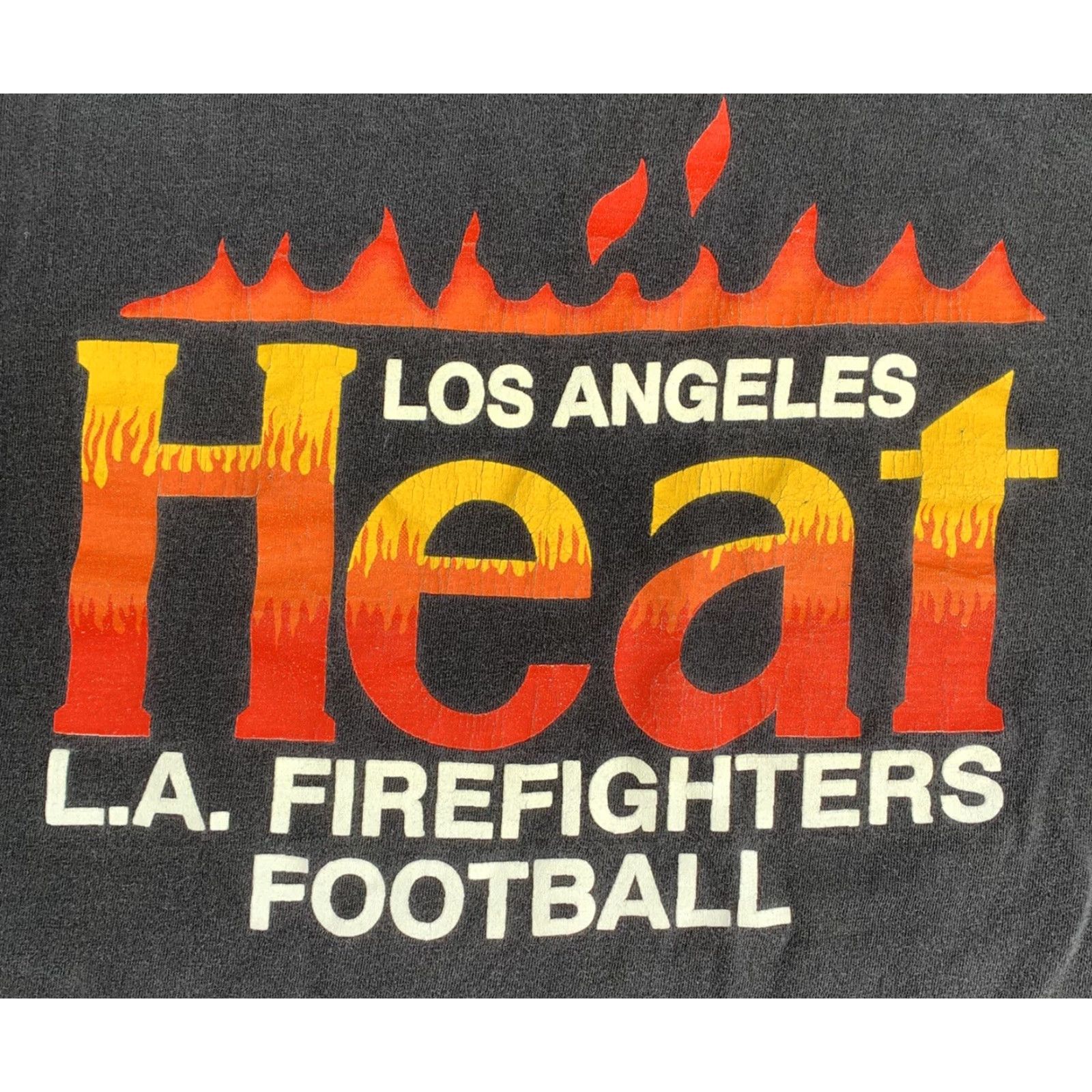 Hanes VINTAGE Hanes Football t-shirt XL Men Black Los Angeles Heat LA Firefighters FOOTBALL | Graphic Tee | Short Sleeve | Cotton Size US XL / EU 56 / 4 - 4 Thumbnail