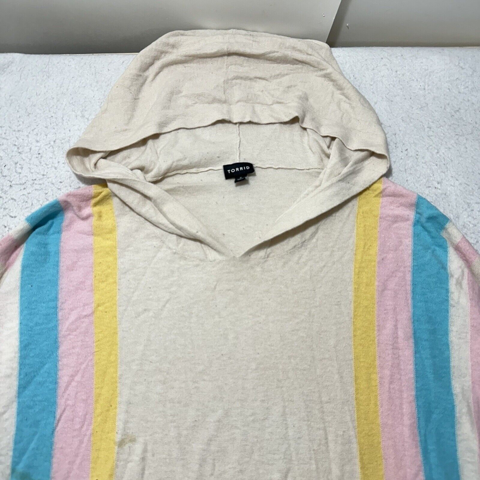 Other Torrid 3X Lightweight Sweater Hooded Pullover Beige Striped Size 3XL / US 20-22 - 2 Thumbnail