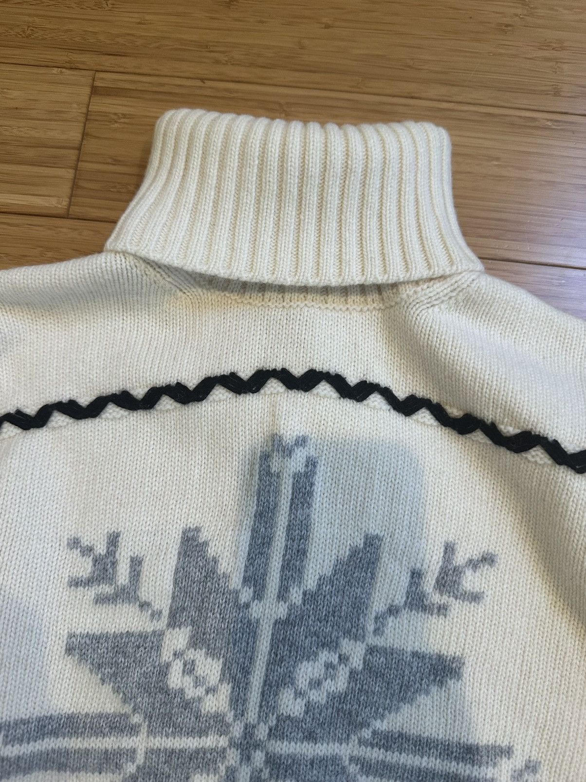 United Colors Of Benetton Benetton Snowflake Knit Turtleneck Sweater Cream S Size S / US 4 / IT 40 - 9 Thumbnail