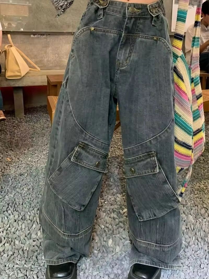 Jean × Vintage Retro Style Large Pocket Straight-leg Jean Size 31" - 2 Thumbnail