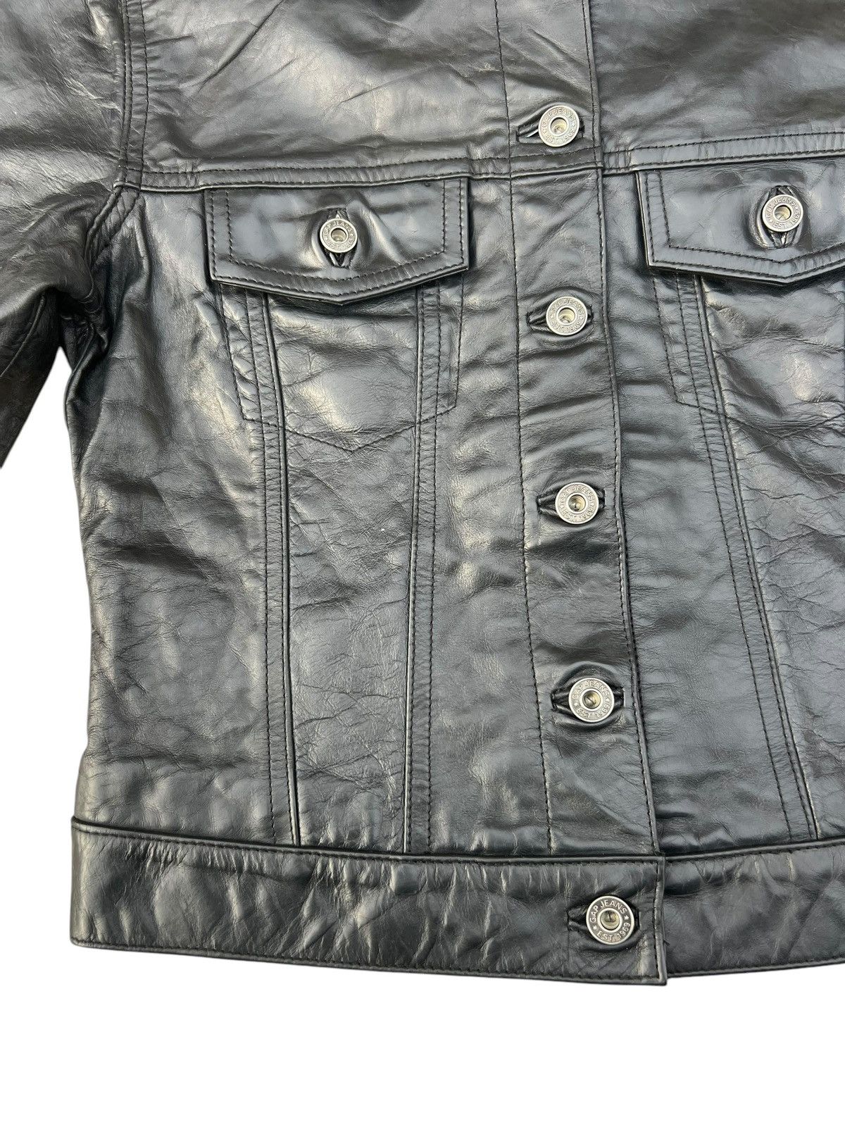Gap Vintage Fall 2000 GAP Patina Black Leather Trucker Jacket Size S / US 4 / IT 40 - 7 Thumbnail