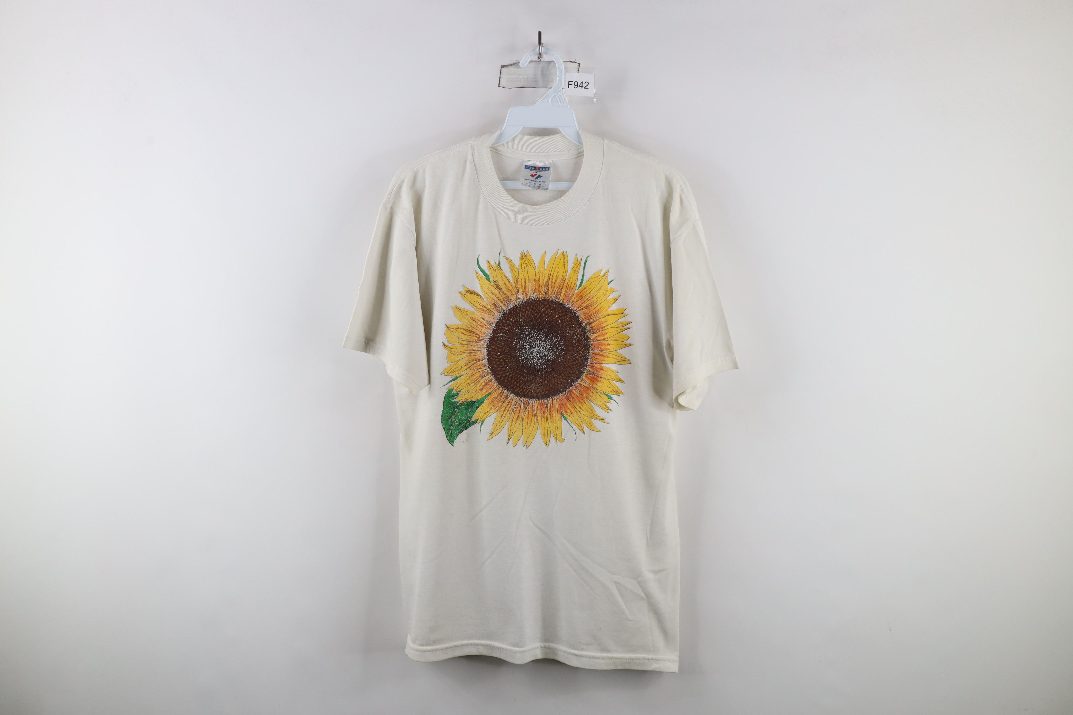 Vintage Vintage 90s Streetwear Nature Sunflower T-Shirt White Size L / US 10 / IT 46 - 1 Thumbnail