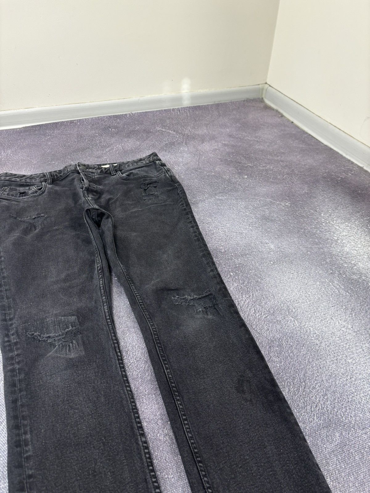 Allsaints AllSaints Cigarette Damaged Men’s Slim Tapered Denim Jeans Size US 33 - 4 Thumbnail