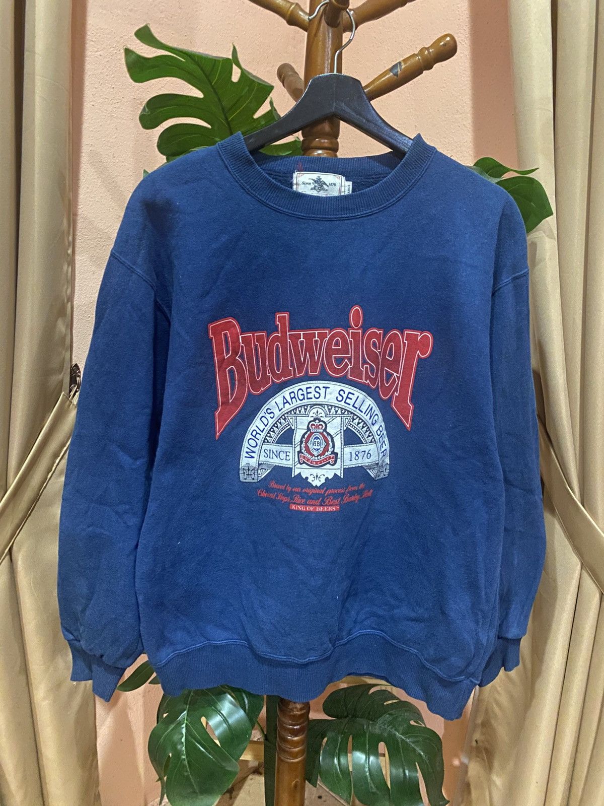 Budweiser Vintage Budweiser Sweatshirt – 90s Blue Crewneck Beer Promo Size US L / EU 52-54 / 3 - 1 Thumbnail
