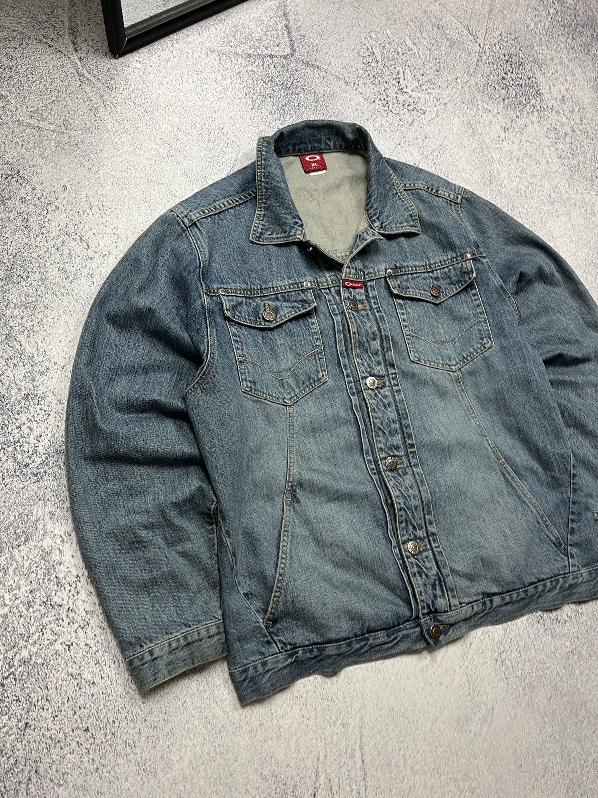 Oakley Crazy Vintage 00’s Oakley Industries Denim Jeans Jacket Y2k Size US XL / EU 56 / 4 - 4 Thumbnail