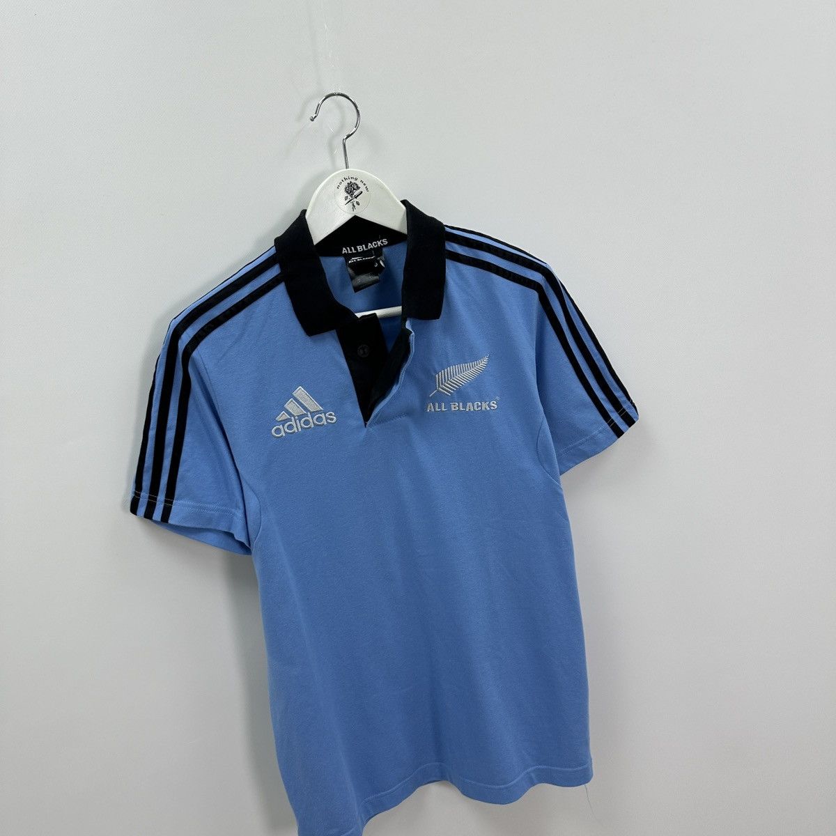 Vintage Vintage 00s All Black Adidas embroidered blue polo y2k og Size US M / EU 48-50 / 2 - 3 Thumbnail