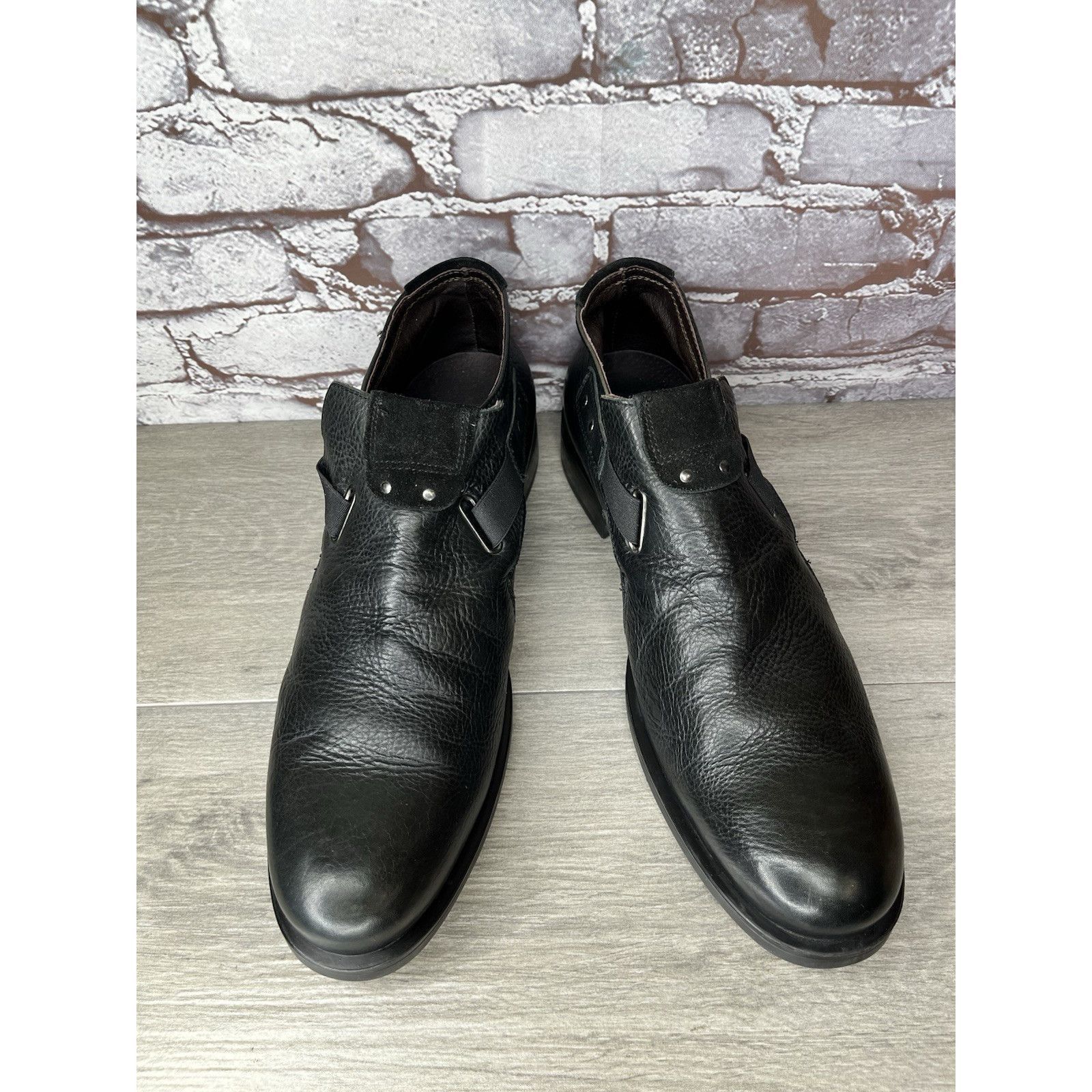 Bacco Bucci Bacco Bucci Llorente Black Genuine Leather Calfskin Side Str Size US 12 / EU 45 - 2 Thumbnail