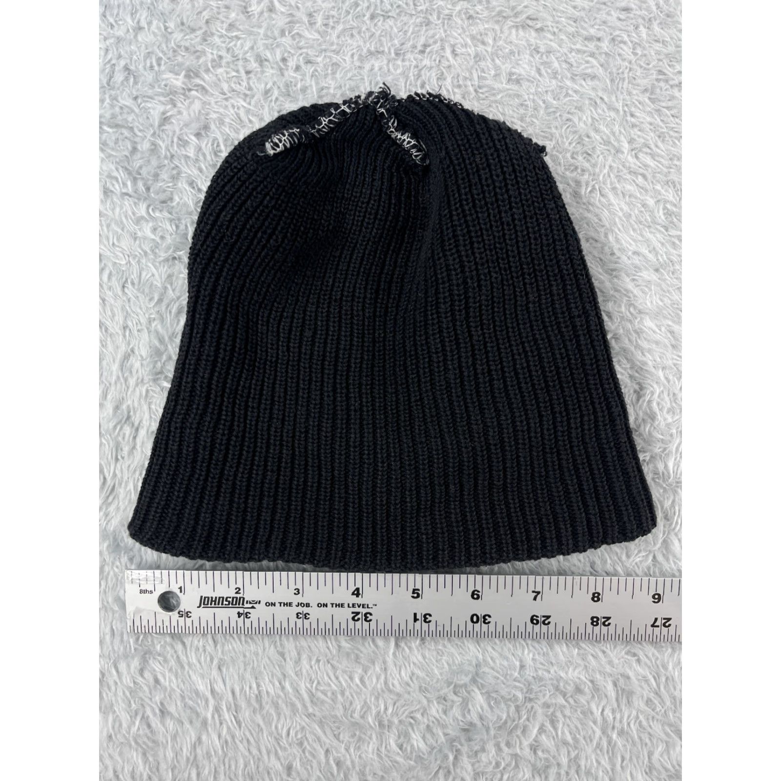 Vintage Black Acrylic Double Knitted Beanie Toque - Adult One Size - Lightweight Winter Ski Hat - Unisex Outdoor Casual Size ONE SIZE - 5 Thumbnail