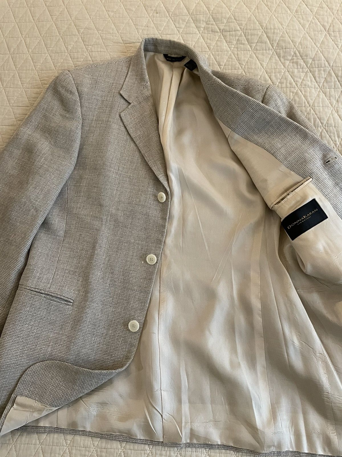 Donna Karan × Vintage Textured Linen & Wool Tweed Jacket Size 40R - 6 Thumbnail