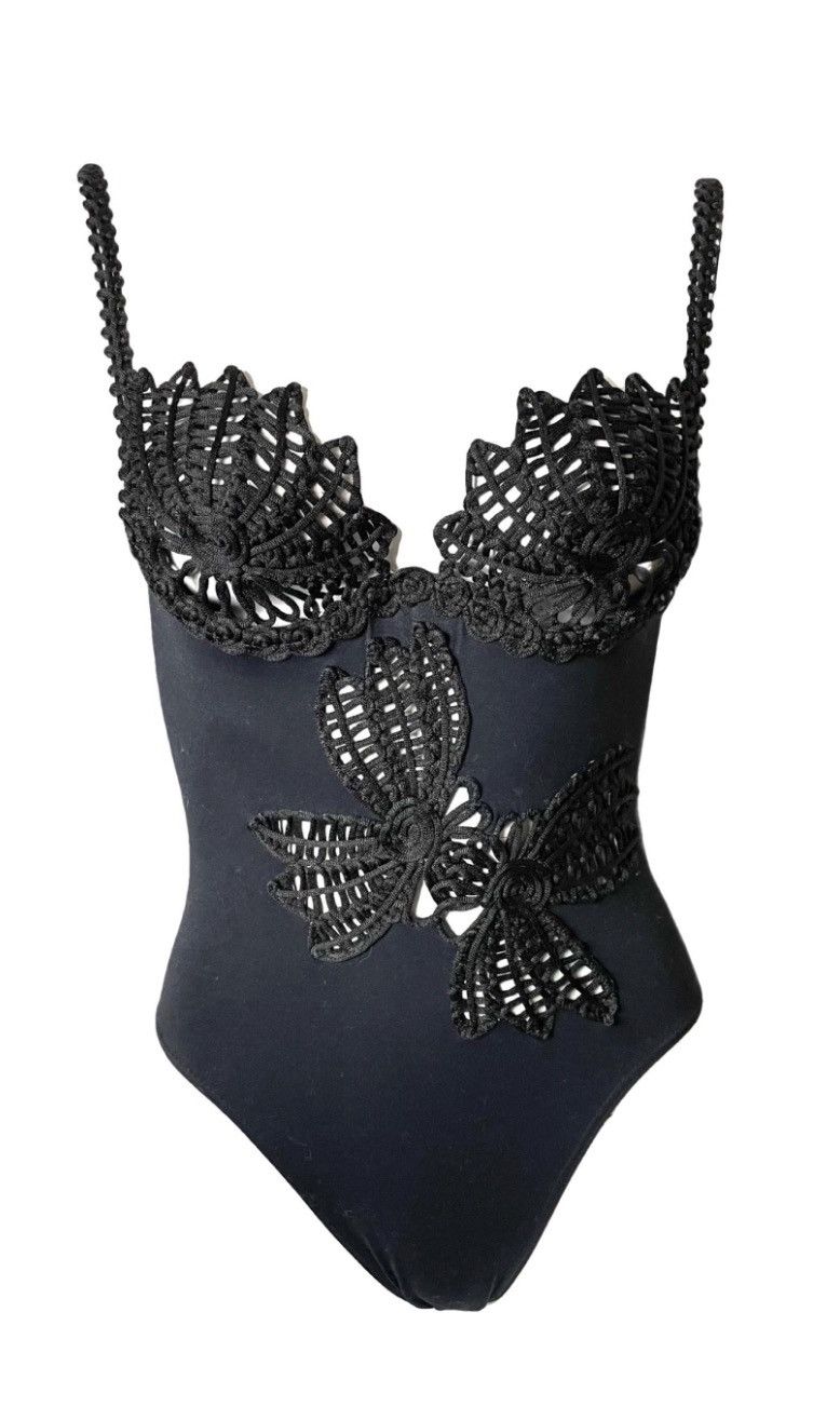 image of Nicole Olivier Paris Vintage 1990S Black Swimsuit Bodysuit, Women's