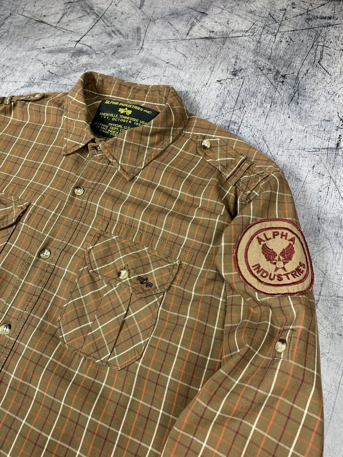 Alpha Industries Vintage Y2K Alpha Industries Patchwork Military Shirt Plaid Size US XXL / EU 58 / 5 - 8 Thumbnail
