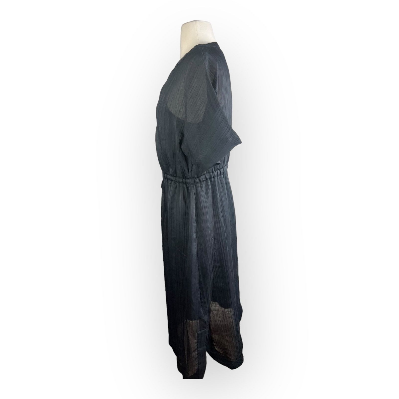 Mossimo Mossimo Vintage Black Midi Dress - A-Line Sheer Overlay Size M / US 6-8 / IT 42-44 - 2 Thumbnail