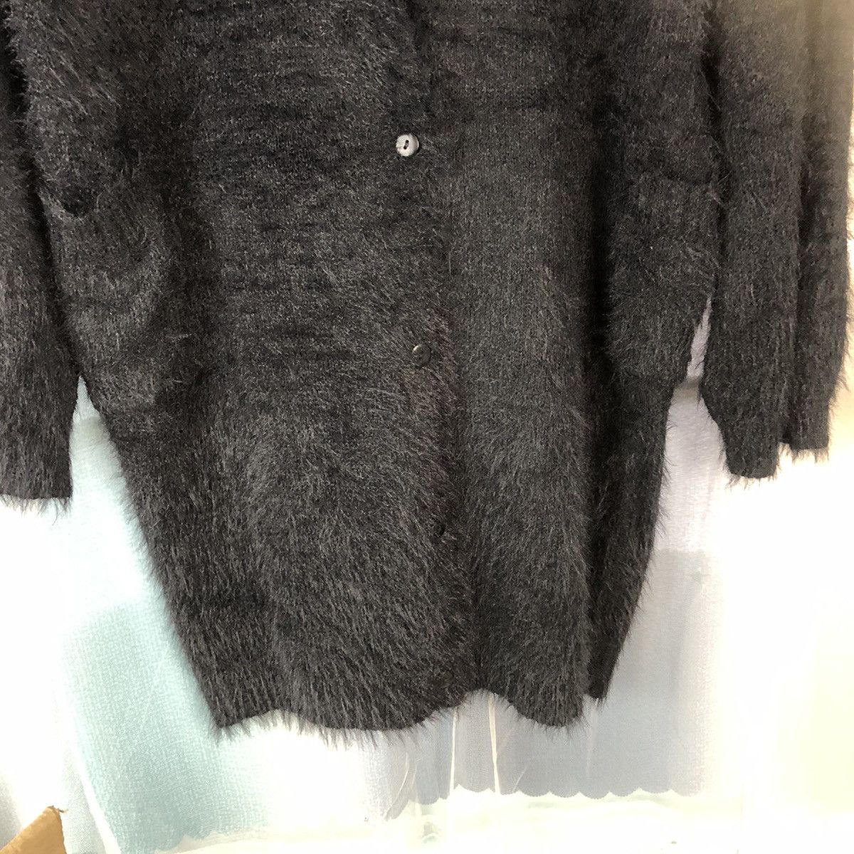 Homespun Knitwear × Japanese Brand Fun Black Shag Shaggy Fur Mohair Cardigan #915 Size XL / US 12-14 / IT 48-50 - 6 Thumbnail