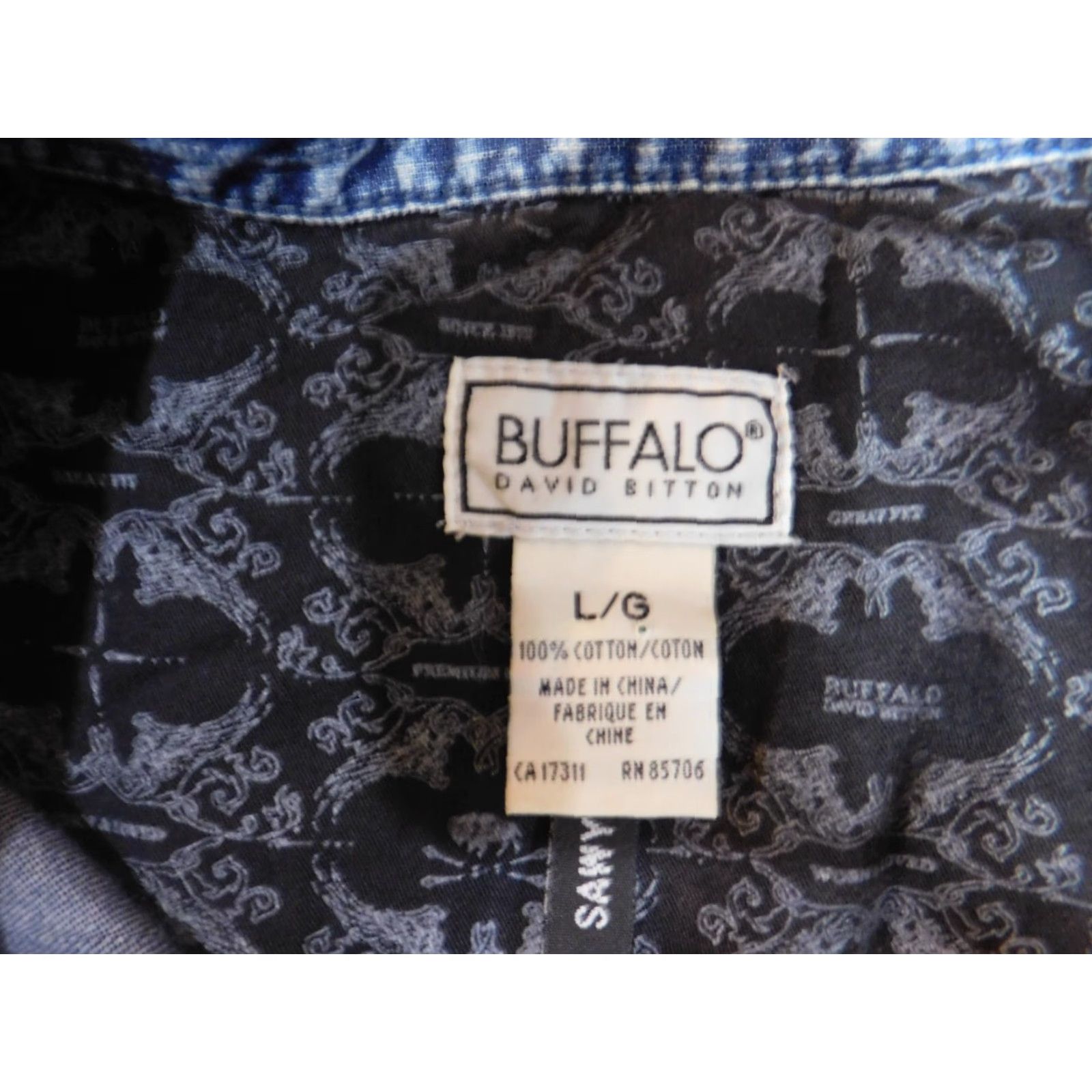 Buffalo David Bitton Buffalo by David Bitton Shirt Mens Denim Blue Large Button-Up Collared Long Sleeve Denim Cotton Slimming Regular Size US L / EU 52-54 / 3 - 5 Thumbnail