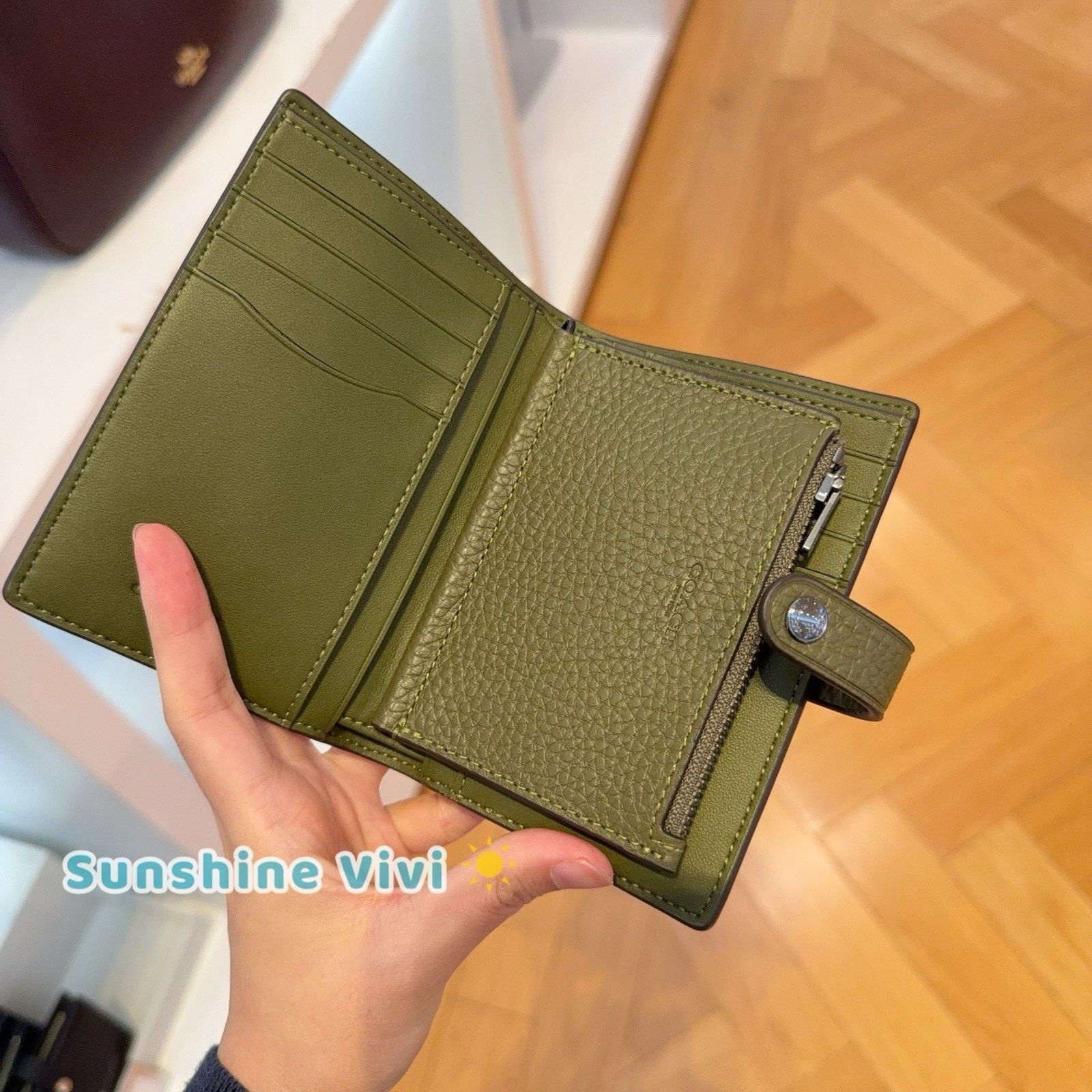 Coach NWT Coach 2-in-1 Wallet Soft Gunmetal/Olive CCL70 Size ONE SIZE - 4 Thumbnail