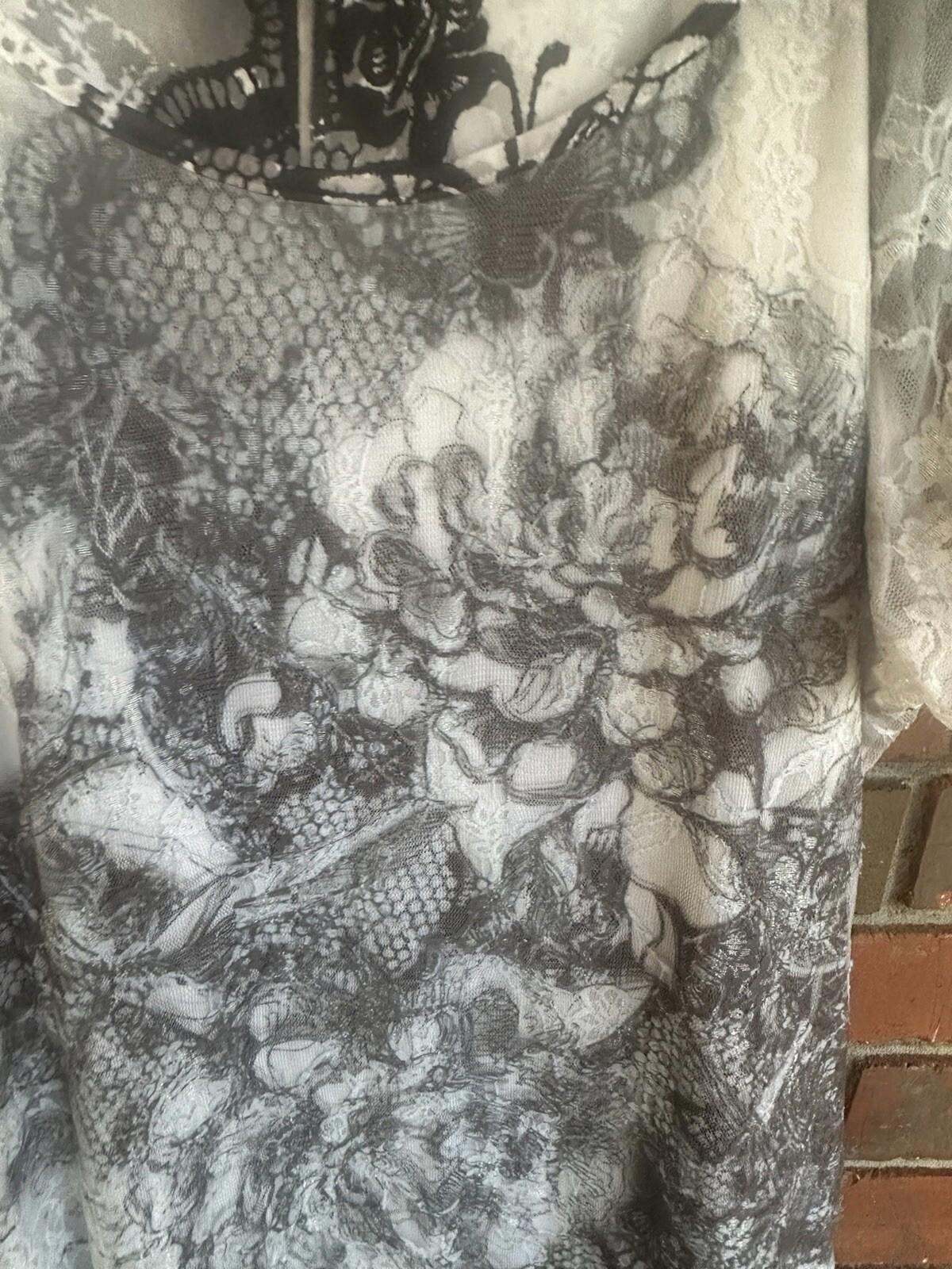 Designer womens xl tops Tunic Lace Floral Britany Black Size XL / US 12-14 / IT 48-50 - 3 Thumbnail