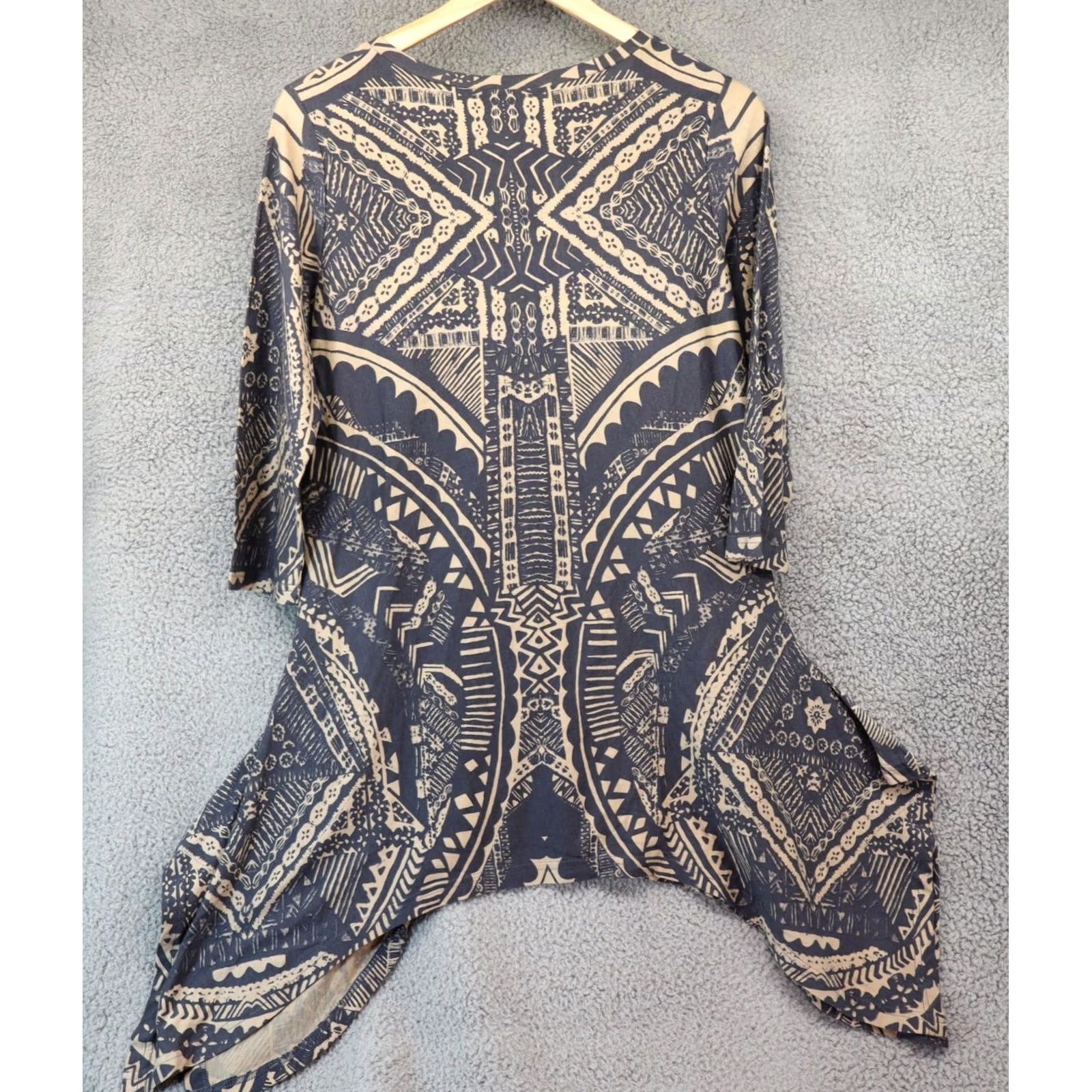 Vintage Diane Gilman Top Womens Tribal Grey Hi-Low Hem S NWT NWT New Beage? Size S / US 4 / IT 40 - 4 Thumbnail