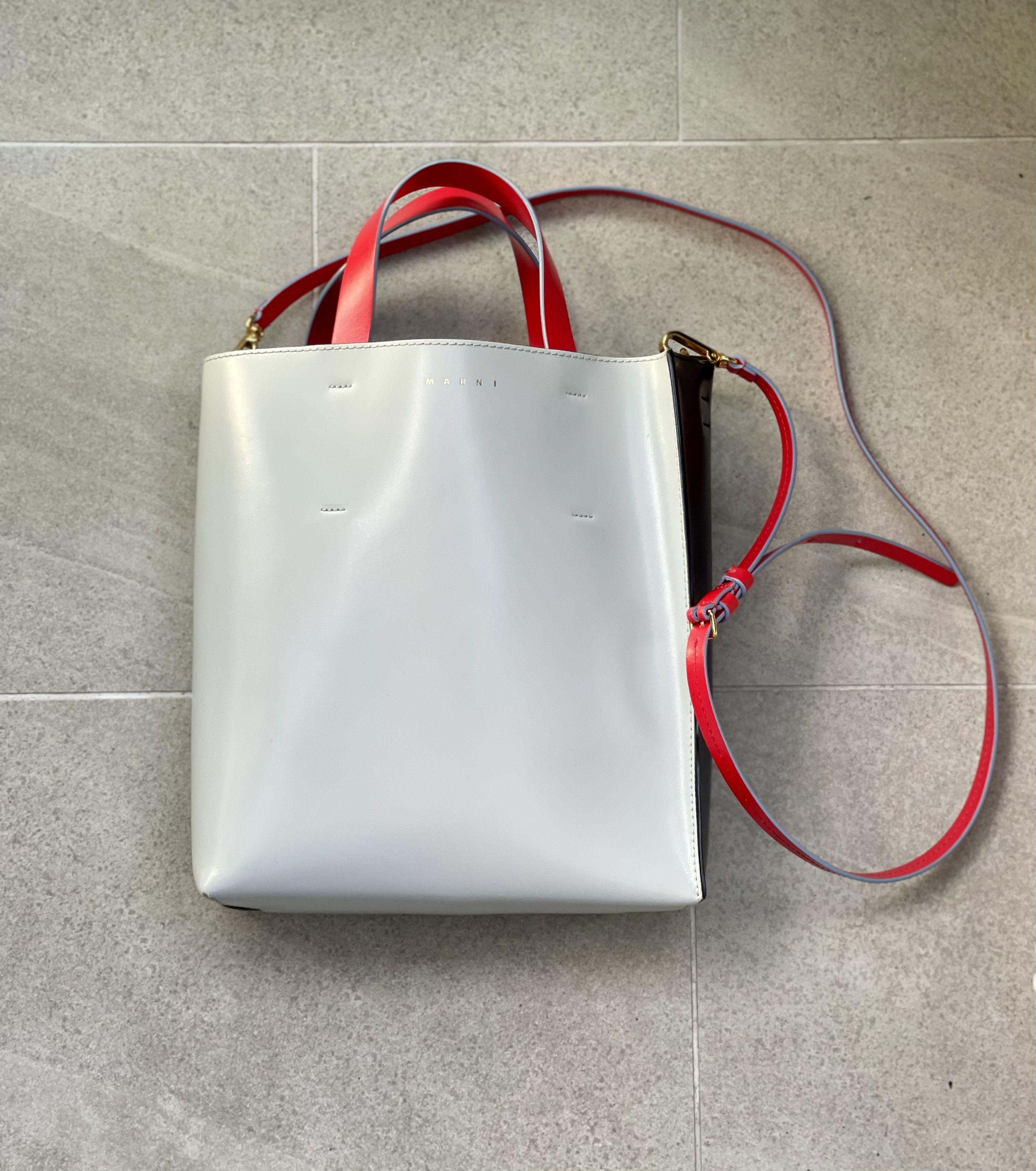 Marni Marni Museo Small Two Tone Gray Black Block Leather Tote Bag Size ONE SIZE - 7 Thumbnail