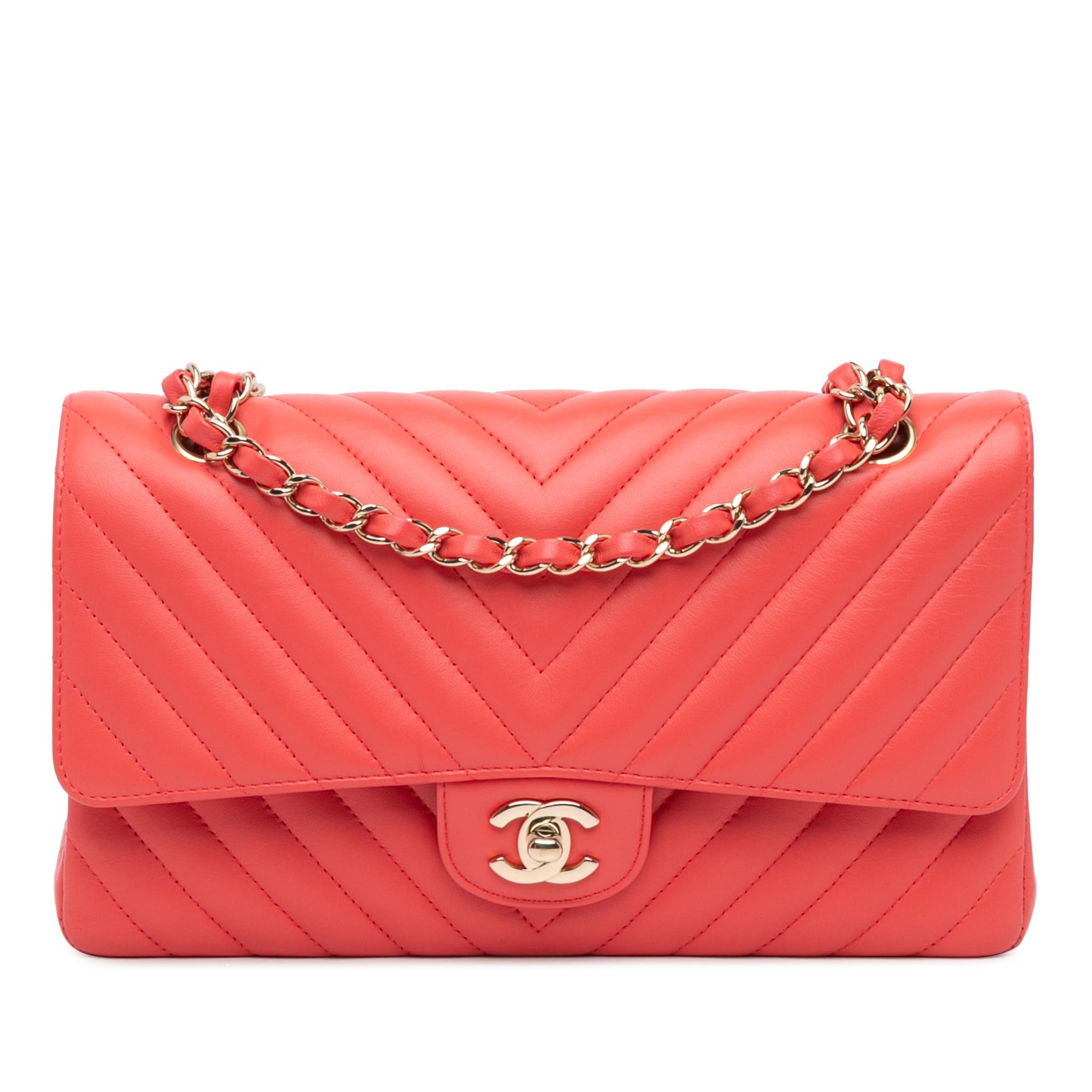 Chanel Chanel Medium Classic Chevron Lambskin Double Flap Red Size ONE SIZE - 1 Thumbnail