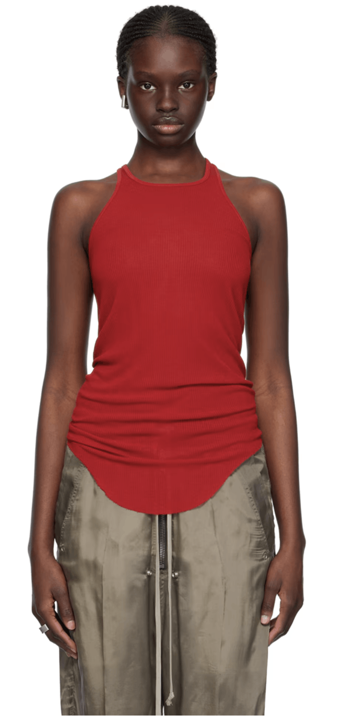Rick Owens Rick Owens Red Basic Ribbed Tank Top (S) Size S / US 4 / IT 40 - 1 Thumbnail
