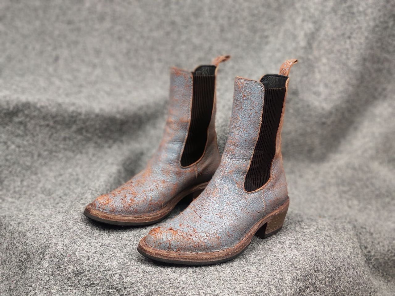 MoMA Moma Italy Design crackle aged western leather pull on boots Size US 5 / IT 35 - 6 Thumbnail