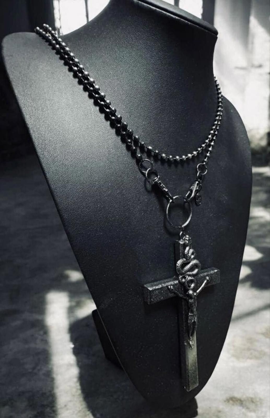 Unknown London Jean Paul Gaultier - Black Metal Cross Necklace Size ONE SIZE - 2 Thumbnail
