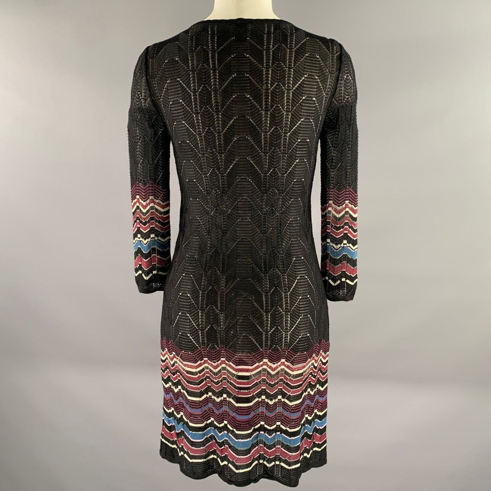 Missoni M MISSONI Black Viscose Wool Blend Lace Scoop Neck Dress Size XS / US 0-2 / IT 36-38 - 4 Thumbnail
