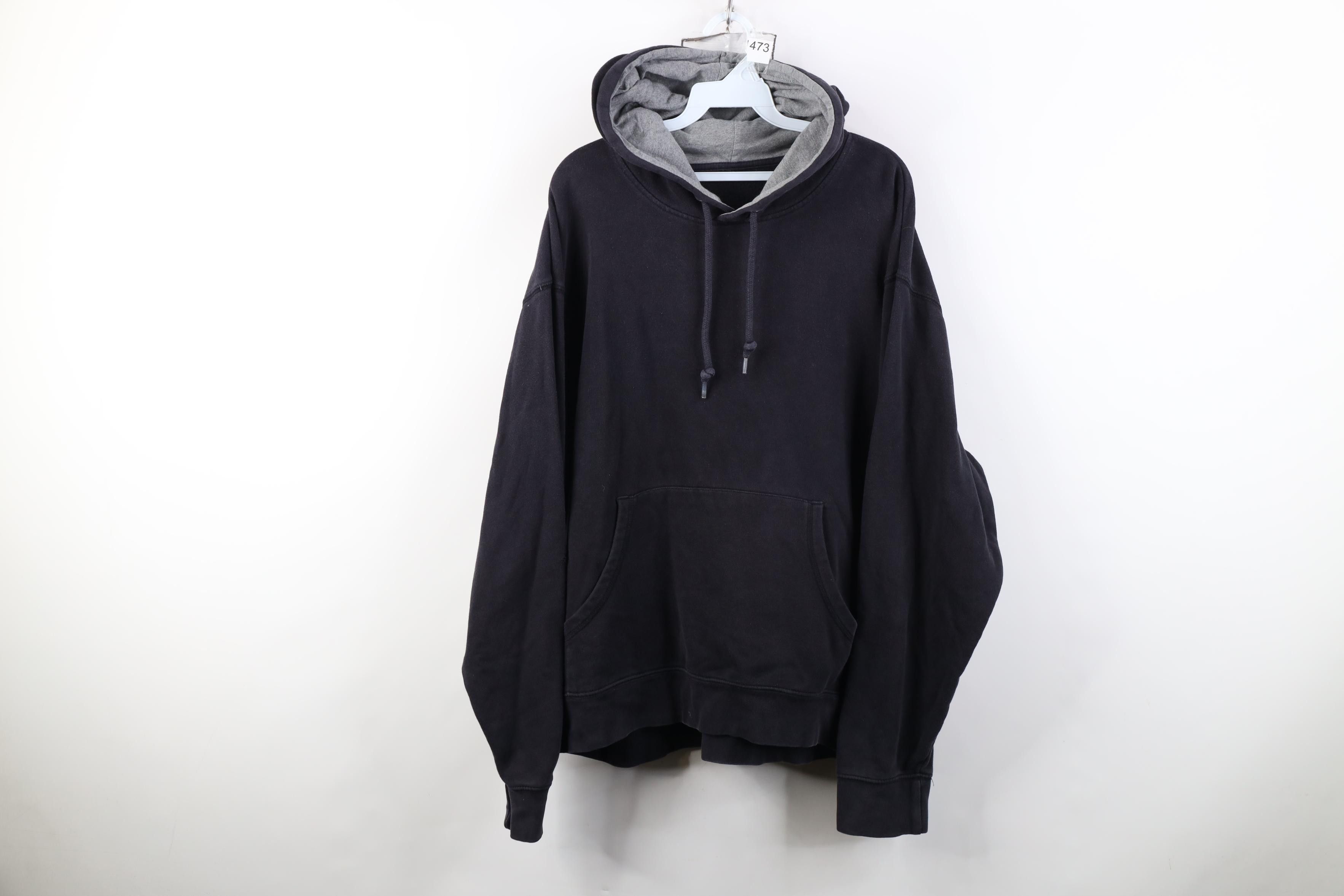 Vintage Vintage 90s Y2K Streetwear Blank Hoodie Sweatshirt Dark Blue Size US XXL / EU 58 / 5 - 1 Thumbnail