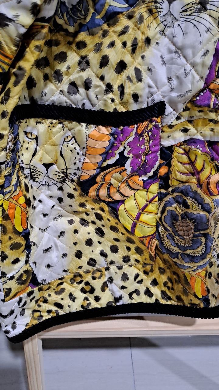 Salvatore Ferragamo Vintage 90s Salvatore Ferragamo Leopard in the Jungle Size US M / EU 48-50 / 2 - 6 Thumbnail