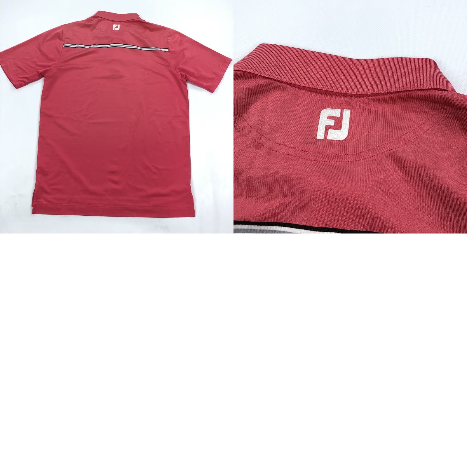Footjoy FootJoy Mens Polo Shirt Golf Striped Pink Athletic Fit Short Sleeve Chest 45-46 L Regular Size Large Tour Collar Size US L / EU 52-54 / 3 - 8 Thumbnail
