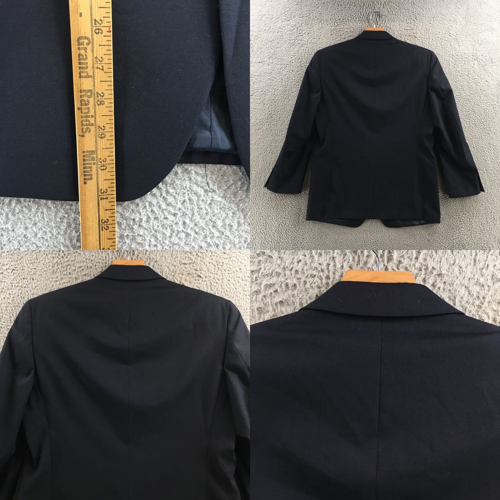 Vintage Macys Men's Blazer 40R Navy Wool 3 Button Notch Lapel Sports Coat Jacket Coat - Regular Size, Blue, Solid, Wool, Vintage No Size 40R - 8 Thumbnail
