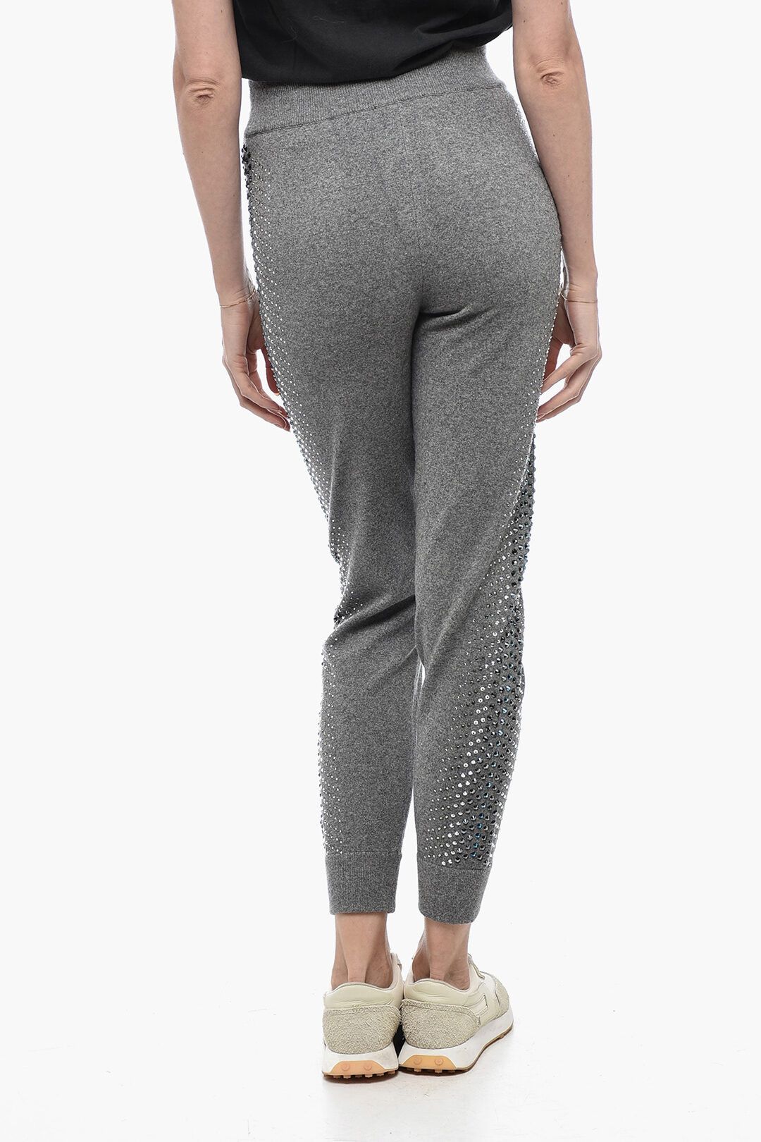 Philipp Plein og1mm0824 Knitted Kelly Joggers With Rhinestone in Grey Size 27" / US 4 / IT 40 - 2 Thumbnail