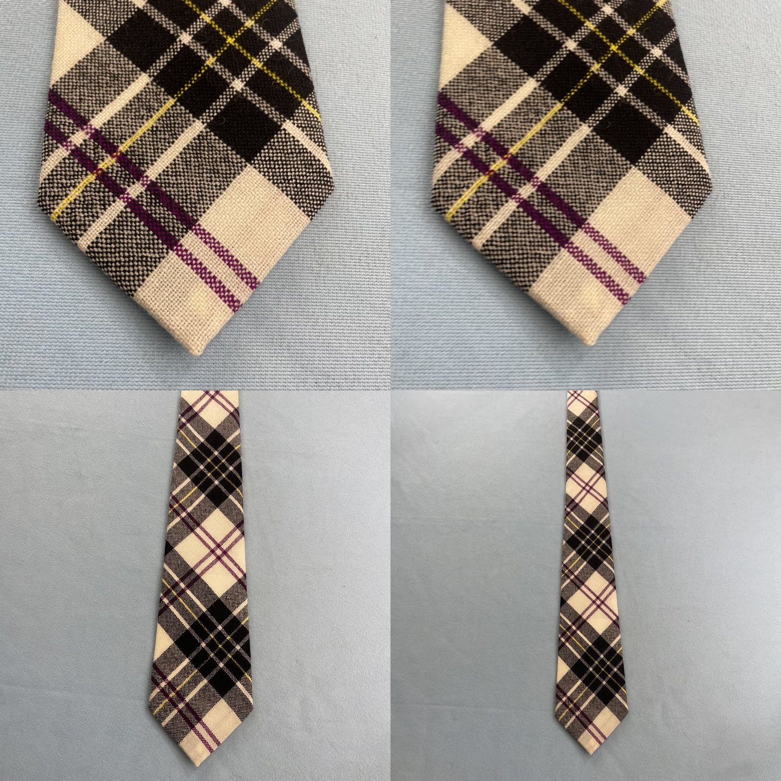 Vintage VINTAGE Macpherson Scotland 100% New Wool Cloth Tie Plaid Purple Blue Necktie 3x54 EUC | Designer | Mens Size ONE SIZE - 9 Thumbnail