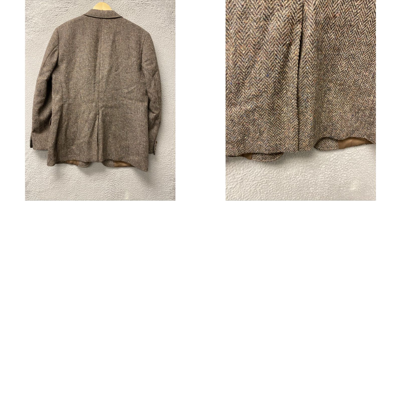 Levi's VINTAGE Levi Strauss Blazer 44 Brown Herringbone Wool Classic Tuxedo Mid-Length Mens Size 44R - 8 Thumbnail