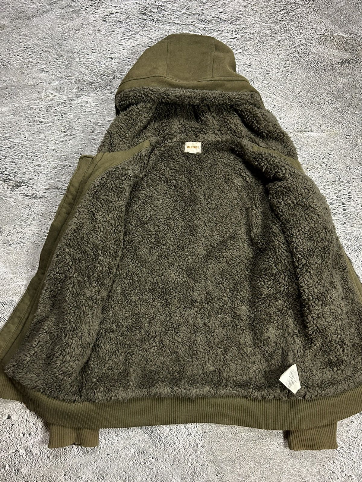 Diesel × Vintage Diesel vintage khaki zip hoodie teddy fur Y2K Japanese Size US XL / EU 56 / 4 - 8 Thumbnail