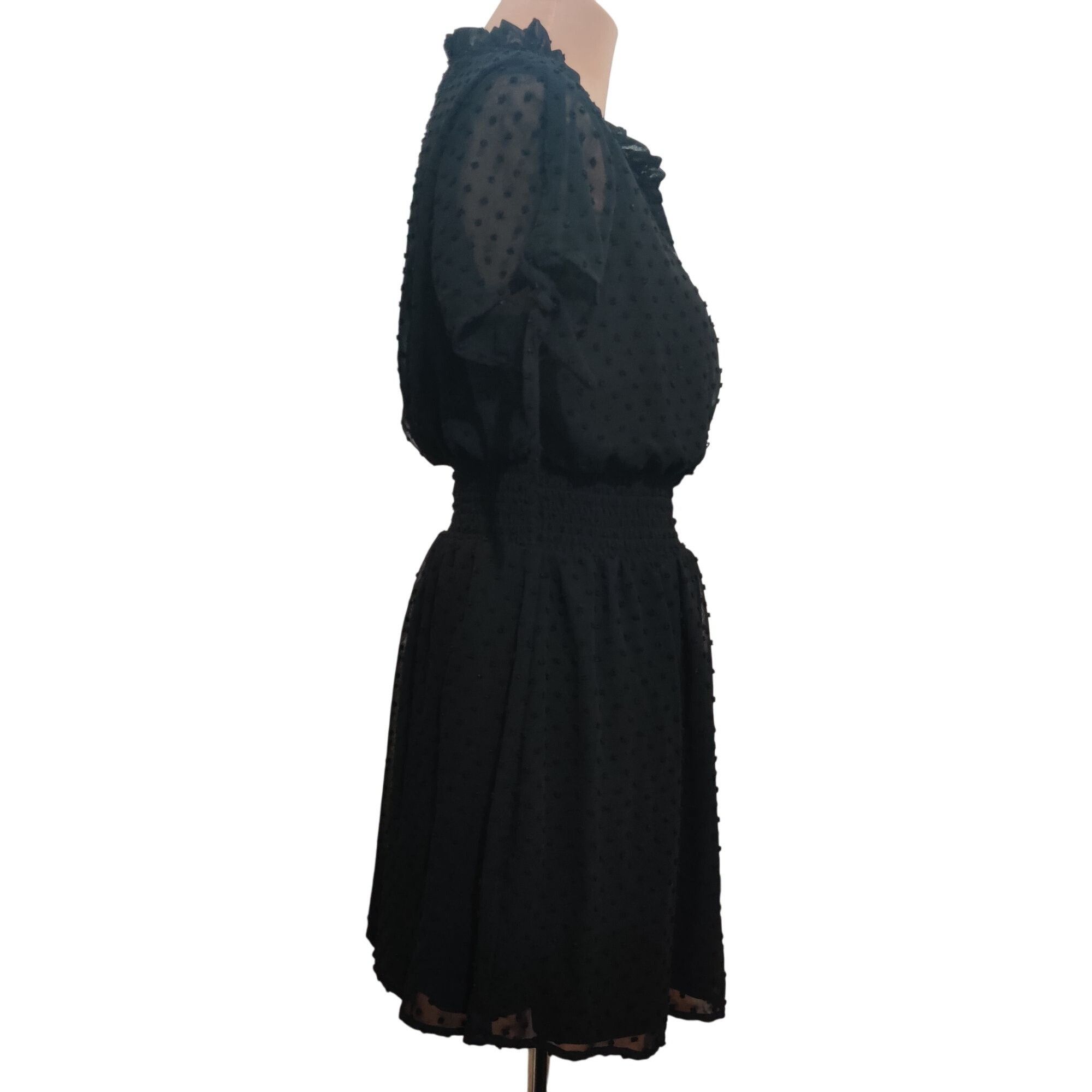 Other Justify Dress Blouson Polka Dot Button Front Shirred Elastic Size L / US 10 / IT 46 - 4 Thumbnail