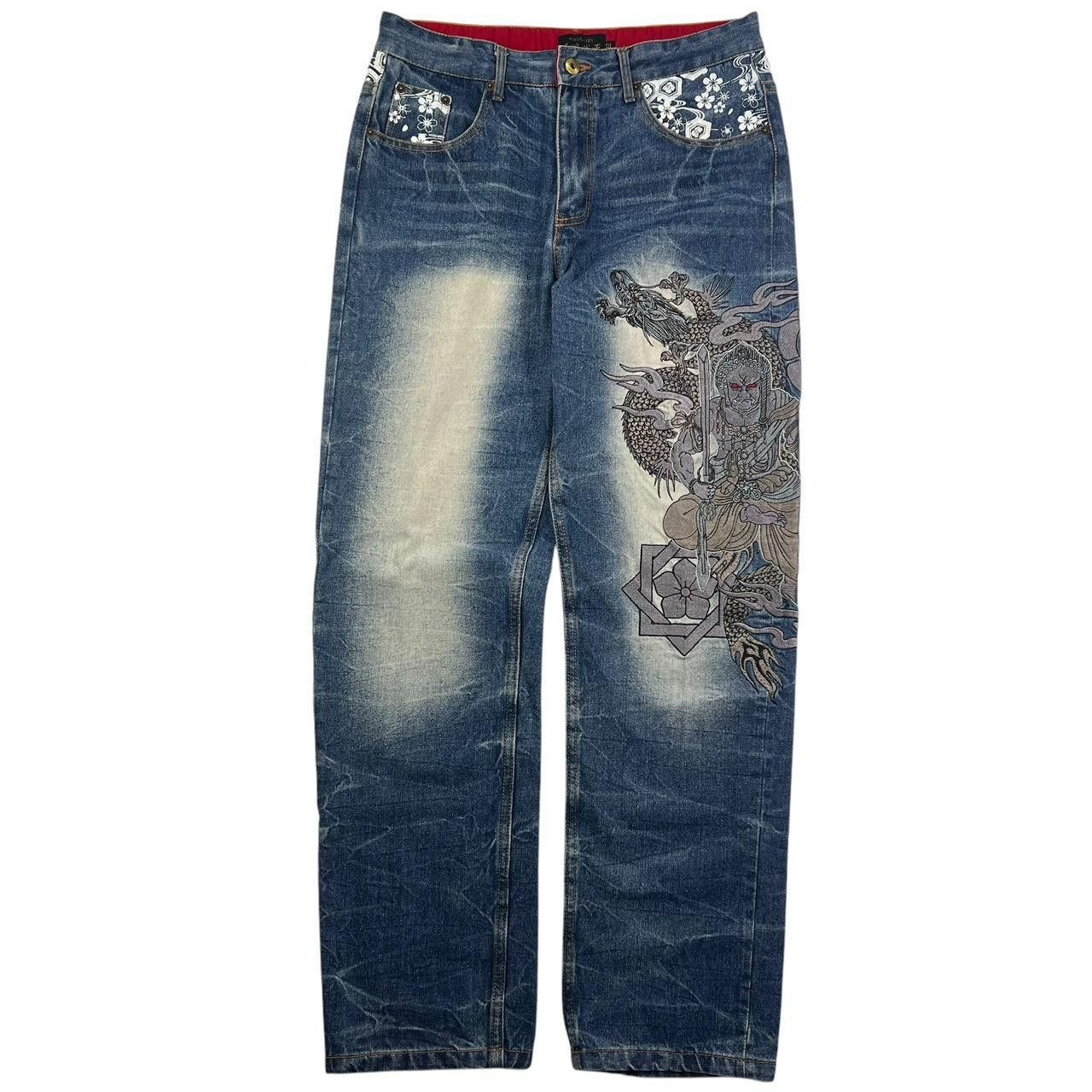 Japanese Brand Vintage Embroidered Dragon Japanese Denim Jeans - Waist: 32 Size US 32 / EU 48 - 5 Thumbnail