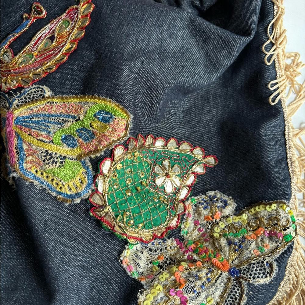 Designer Rare Matthew Williamson Navy Denim Appliqué Butterfly Bag Size ONE SIZE - 2 Thumbnail