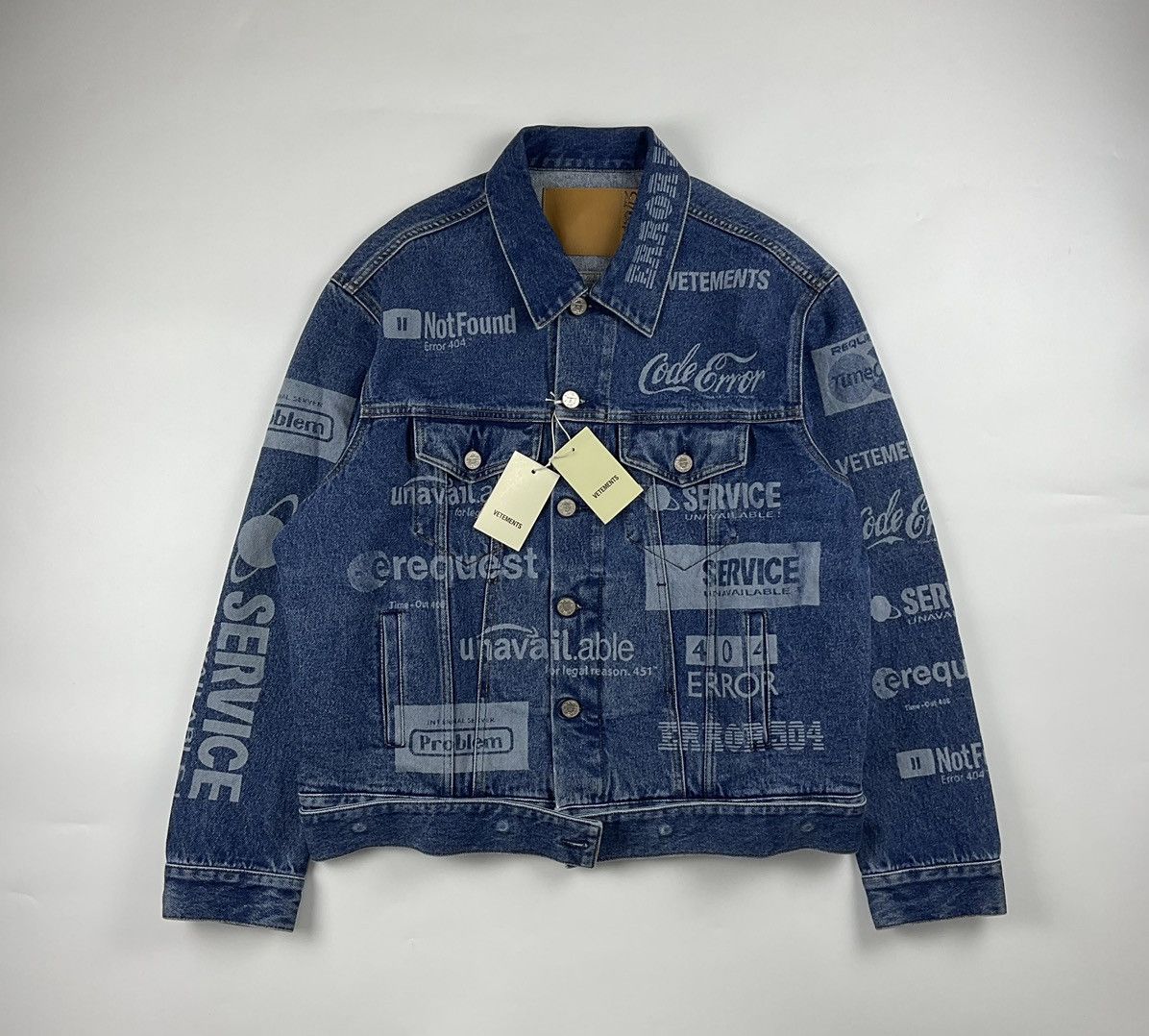 Vetements Vetements F/W'19 Error-Print Denim Jacket Size US L / EU 52-54 / 3 - 1 Thumbnail