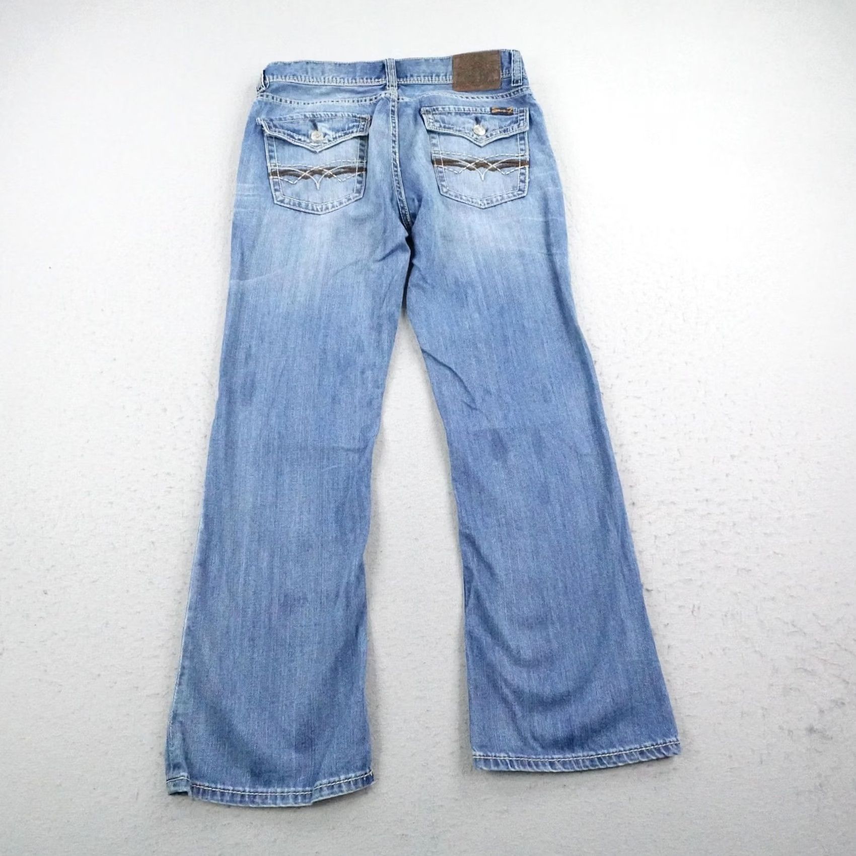 Vintage Seven 7 Jeans Mens 34x32 Blue Denim Light Bootcut Embroidered Flap Pockets Faded Vintage No Size US 34 / EU 50 - 4 Thumbnail