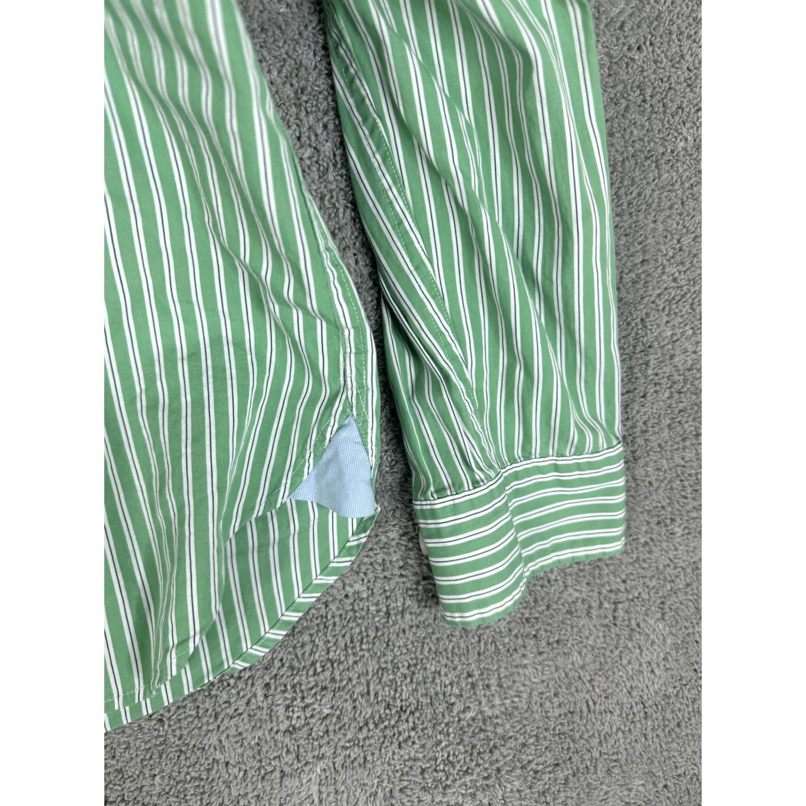 Brooks Brothers Brooks Brothers Shirt Mens Large Green White Stripe Button Front Casual Cotton Size US L / EU 52-54 / 3 - 3 Thumbnail